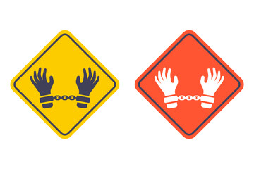 Handcuffed hand icon. Prison sentence. Flat illustration.