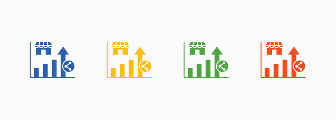 Market Share Growth Icon Set Multiple Color Style Element For Design
