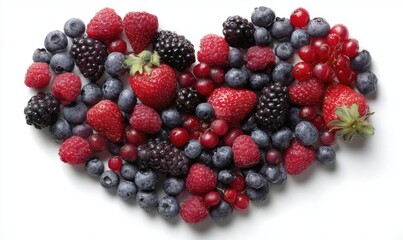 A heart made of berries and strawberries
