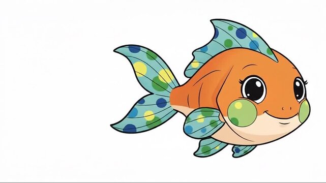 Animated cartoon fish characters showing various expressions and movements in a colorful aquatic