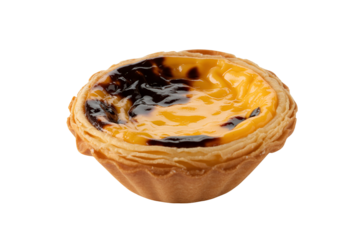 Delicious portuguese custard tart isolated on transparent background