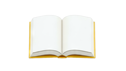 Open Book with Blank Pages on White Background