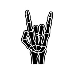 rock and roll hand bone skull art vector illustration