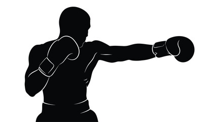 Silhouette of a boxer throwing a punch a dynamic sports illustration