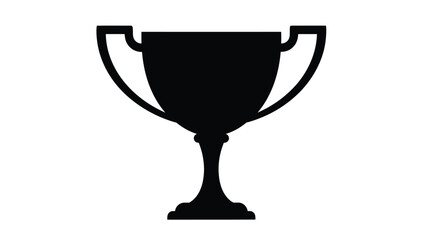 A simple black silhouette of a classic trophy with handles and a base