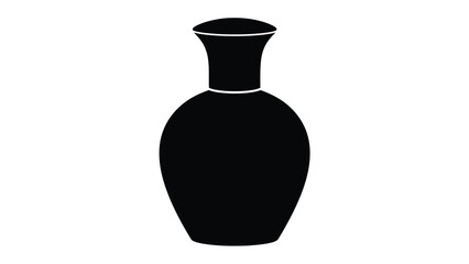 A simple black silhouette of a classic vase shape isolated on white