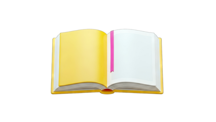 Open Book with Bookmark on White Background