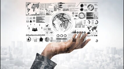 Data center monitoring dashboard visualize network performance, connection status, usage rate, and...