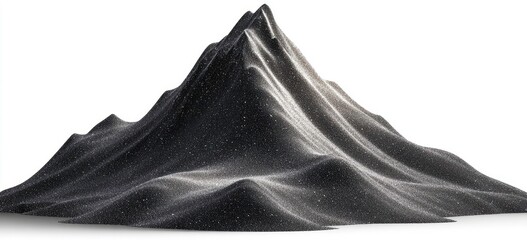 A dark, textured, snow-dusted mountain range against a white background