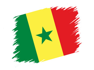 Artistic Senegal National Flag Illustration with Green Yellow Red Vertical Stripes and Central Green Star, Symbol of African Identity, Patriotism, Culture and Independence