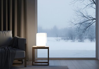 Cozy Living Room with Winter View