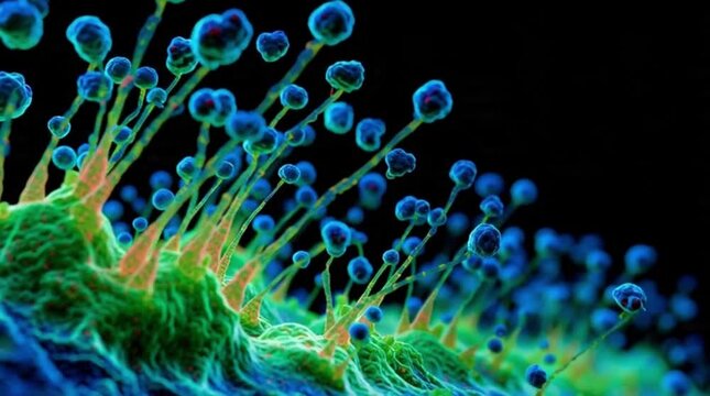 Abstract microscopic view of Bactery organism cellular growth