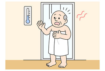 Elderly Man Experiencing Heat Shock During Bath Time Due to Sudden Temperature Changes