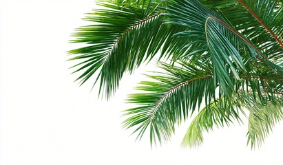 Palm tree leaves isolated on white create a perfect tropical nature decoration for the holiday season