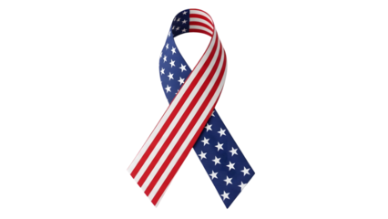 American flag ribbon awareness symbol isolated on transparent background