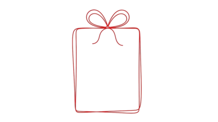 Festive red gift box with ribbon isolated on transparent background