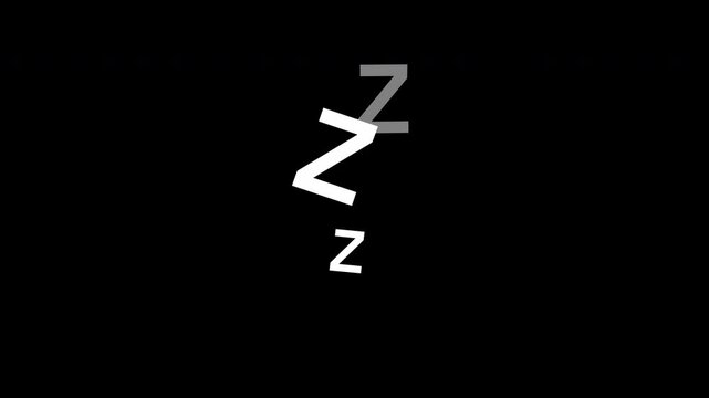 Minimalist "Zzz" Sleep Symbol Animation, Calm and Serene Looping Typographic Motion with Alpha Channel
