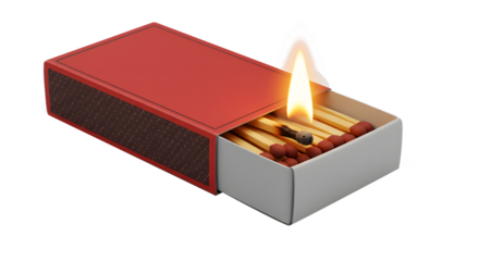 Matchstick Fire Starter with Wooden Matches in Red and Gray Box