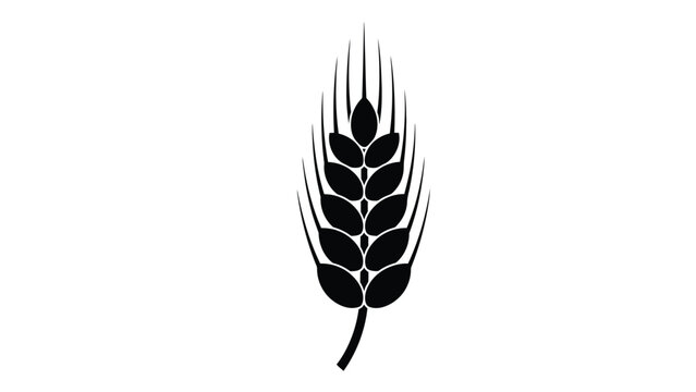 A simple black and white illustration of a single wheat stalk