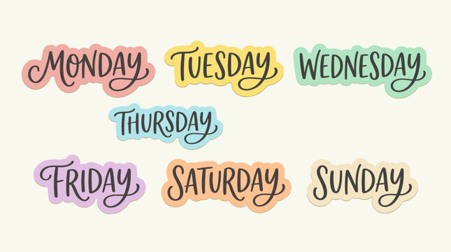 Colorful Days of Week Stickers: Planner & Calendar Elements