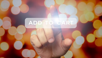 Ecommerce Hand Clicking Add to Cart Button Online Shopping Interaction