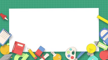 Back to school education frame background with flat school supplies illustration and large copy space, suitable for learning content, and academic design projects. - Powered by Adobe