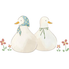 水彩風の白いアヒルのイラスト