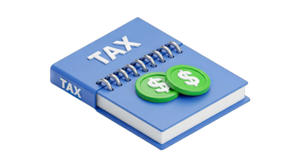 Tax Book with Coins: Financial Planning Concept