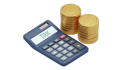 Tax Calculation with Calculator and Gold Coins