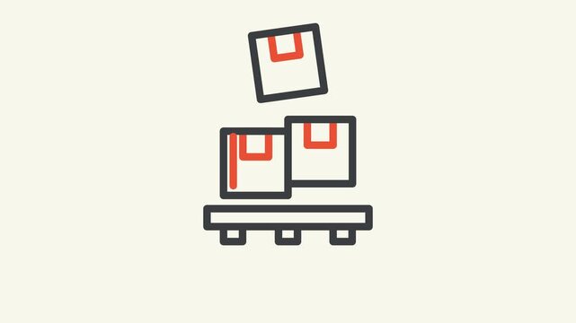 Package animated icon of boxes on a pallet for delivery services. Suitable for logistics, shipping, courier, and distribution concepts, Loop HD video with alpha channel.