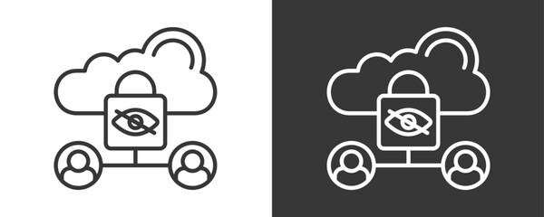 Private Cloud Icon Set Vector Collection Isolated In Black And White