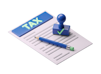 Tax Form Approved: Stamp and Pencil on Document