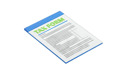 Tax Form Document Isolated on White Background