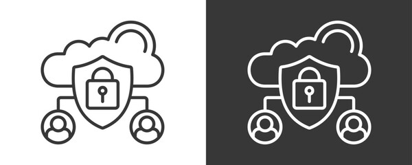 Secure Cloud Icon Set Vector Collection Isolated In Black And White