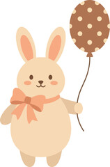 Obraz premium Adorable bunny holding a polka-dotted balloon with a playful and charming appearance on a transparent background
