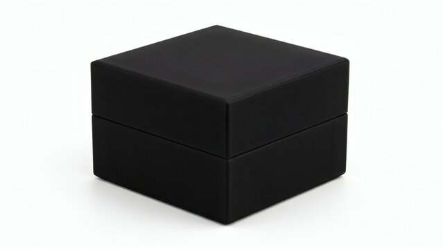 Black Chipboard Ring Box Mockup Closed Velvet Surface