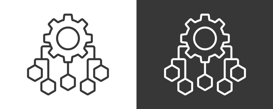 Process Diagram Icon Set Vector Collection Isolated In Black And White