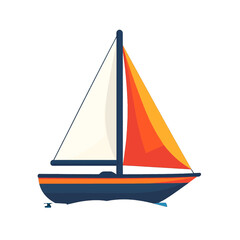 Sailboat with Colorful Sails on Calm Water Nautical Transportation Ocean Adventure Leisure Activity