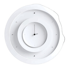 Modern White Circular Wall Clock With Three Concentric Rings And Black Hands Displaying Time With Subtle Shadow Details On A White Background