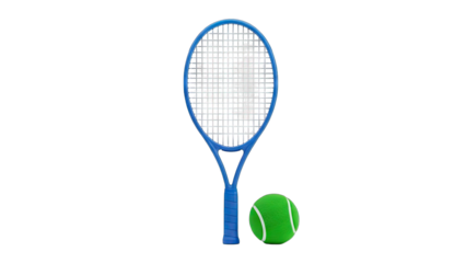 Tennis Racket and Ball Isolated on White Background