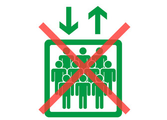 シンプルなエレベーターのピクトグラム　定員オーバー・重量オーバー　緑