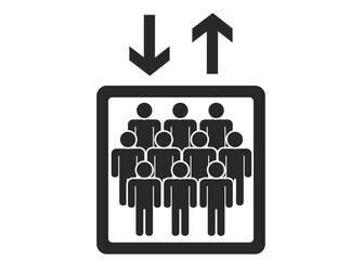 シンプルなエレベーターのピクトグラム　多人数　黒