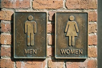 Restroom Signage for Men and Women in Urban Setting