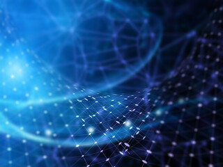 3D futuristic background with connecting lines and dots