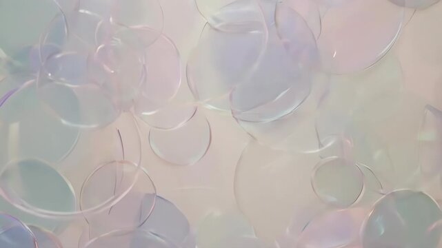 Soft focus image of overlapping soap bubbles in pastel hues