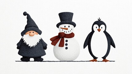 Fototapeta premium Winter characters in silhouette form with copy space for holiday designs and festive themes