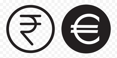 Set of most popular currency icons symbol vector dollar, euro, pound, yen, yuan, rupee, ruble international money exchange. EPS 10. © BEST TOP CRAFT