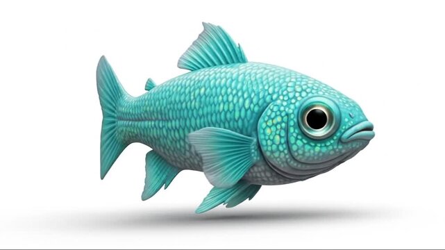Animated collection of vibrant turquoise fish characters with realistic textures and expressive