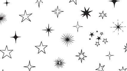 Grunge Hand-Drawn Star Set: Black & White Sketch Star Design Elements
