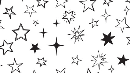 Grunge Hand-Drawn Star Set: Black & White Sketch Star Design Elements
